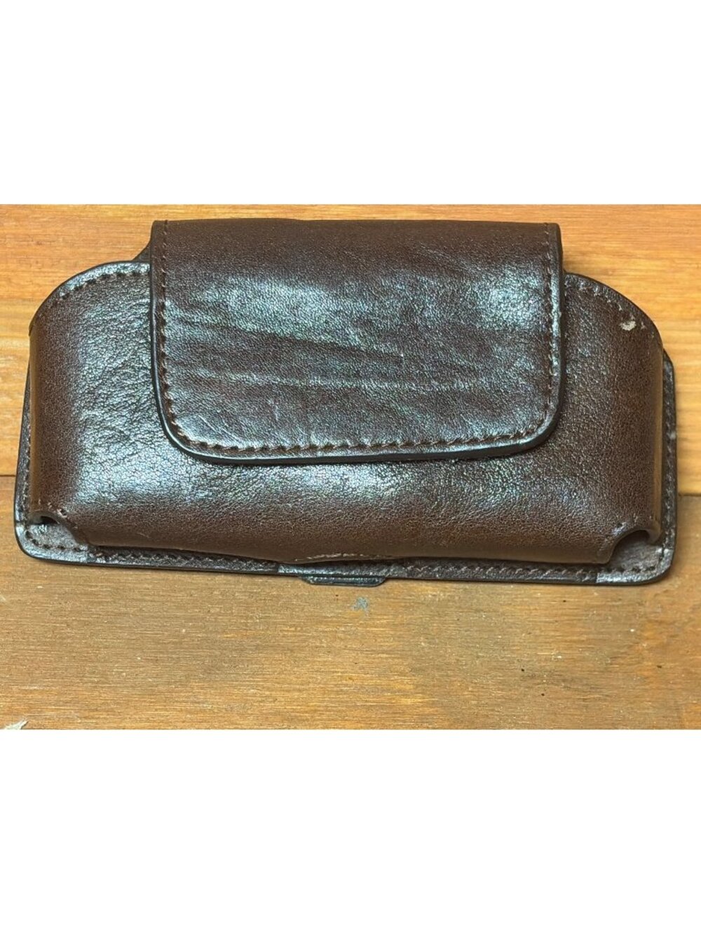 NWT Genuine Leather Brown Horizontal Phone Holster Magnetic Closure Belt Clip